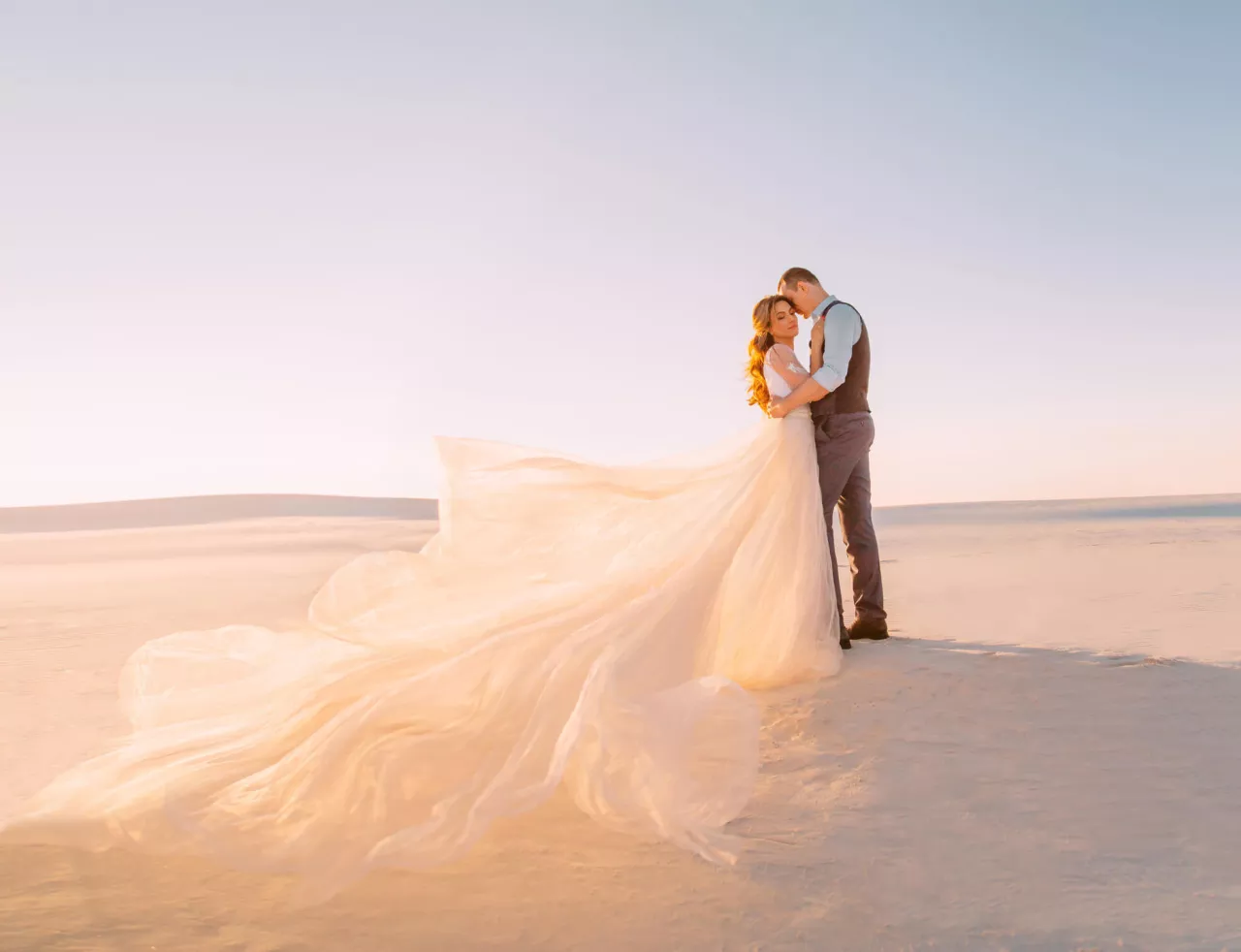couple getting married in desert