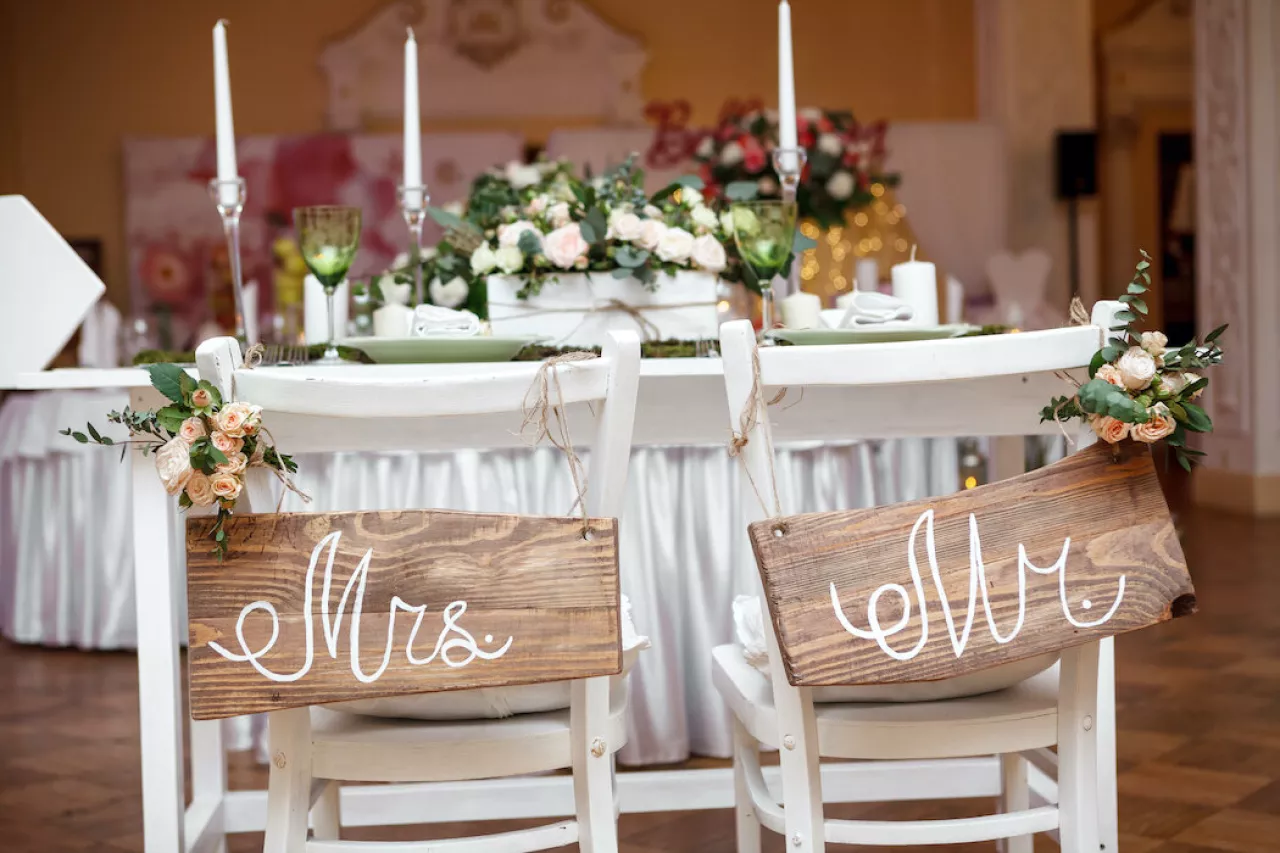 bride and groom wedding chairs reception